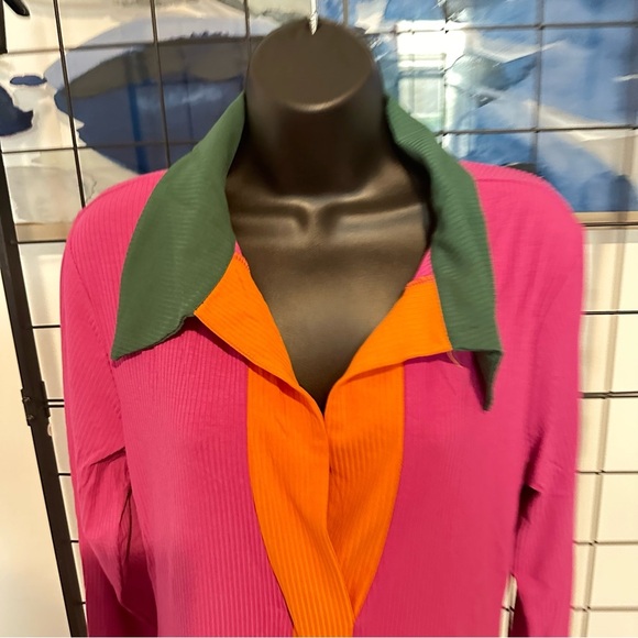 Women’s Plus Size Magenta Long Sleeve Collar Ribbed Maxi Dress - Picture 6 of 10